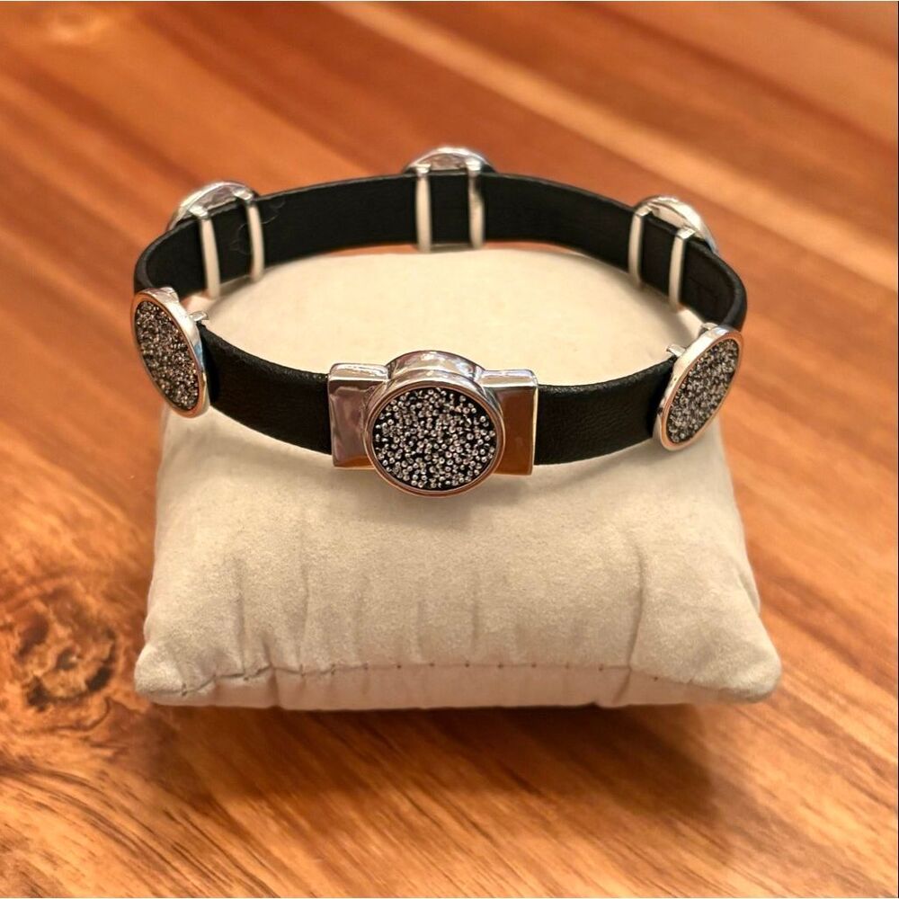 Touchstone Crystal | Leather Crystal Slider Bracelet | 7 1/2” Length